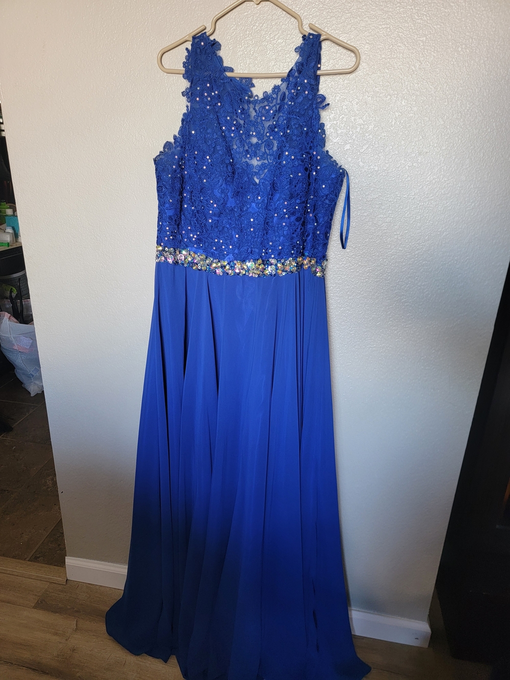 Elegant Royal Blue Lace & Chiffon Evening Dress